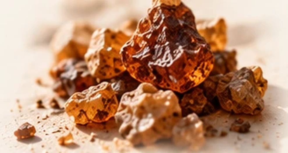 Warm amber pieces of natural myrrh resin, the inspiration behind the MOR studio name