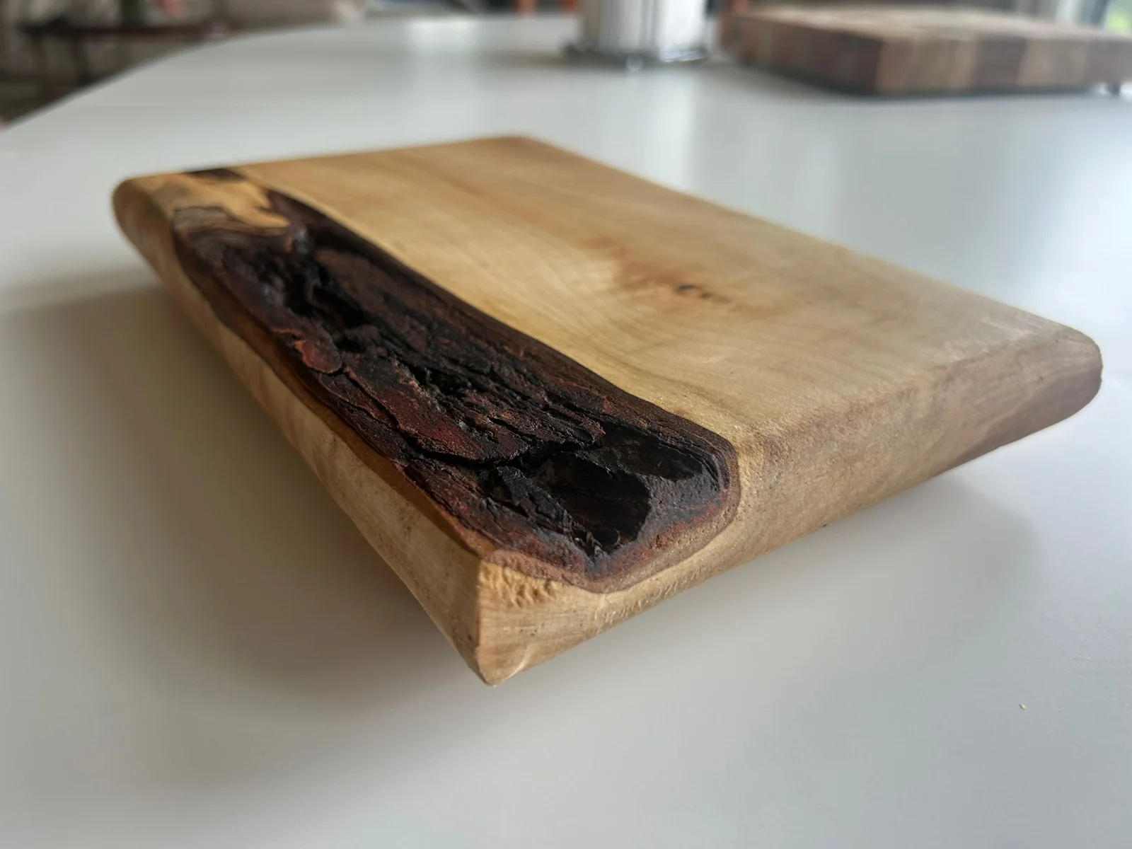 Live-edge board with natural grain